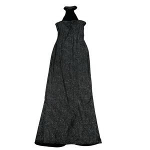 Vintage Jessica McClintock Gunne Sax Choker Neck Dress Size S Small Black Silver